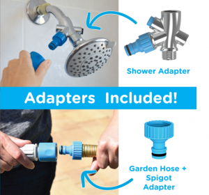 Aquapaw adapters inluded (Shower, Garden Hose, Spigot)